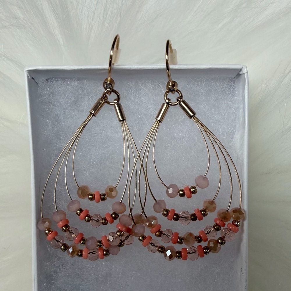 Avon Multi-Tone Beaded Hoop Earrings